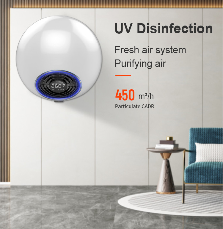 H13 UV Home Wall Mounted 80W Hepa Air Purifier With WiFi Sensors