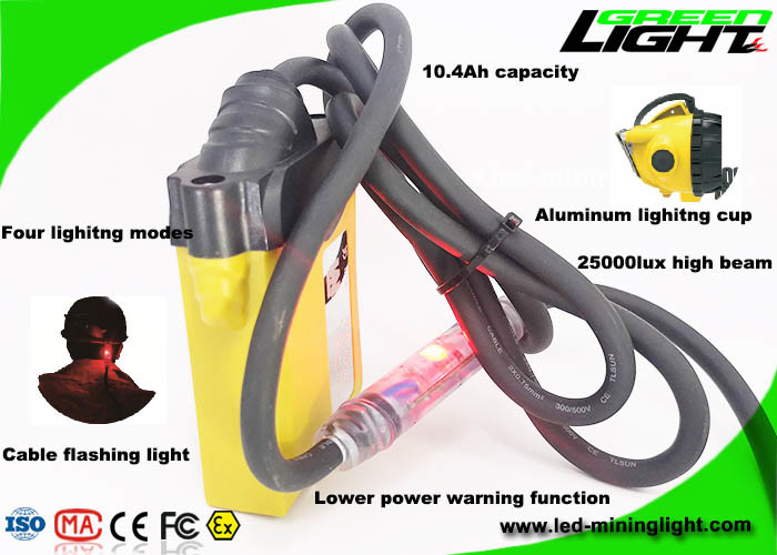 10.4Ah 25000lux Miners Led Light Corded Cable Aluminum Cup MSHA