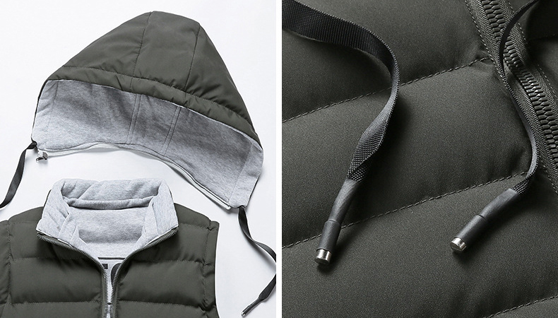 Cotton Padded Cold Weather Vest Regular Stand Collar Waistcoat With Hooded