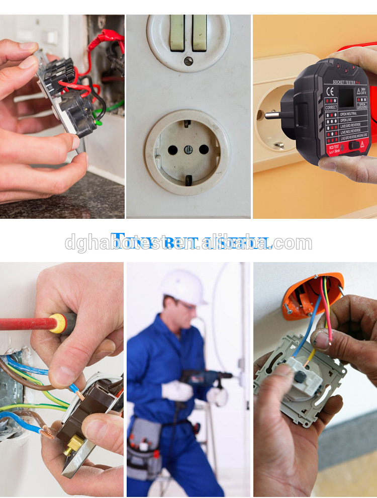 AC 250V Standard LED Plug Socket Tester , HT106B Socket Outlet Tester