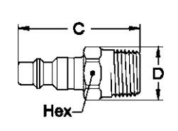 1/4'' Nominal Male End Connections Industrial Interchange Pin Lock Couplings Brass Pneumatic Quick Coupling
