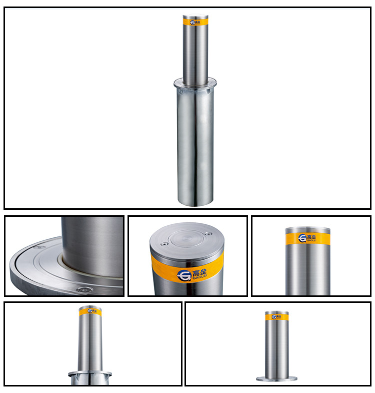 Silver Automatic Rising Bollards 155 Kg 100m Wire Control Stainless Steel Bollard