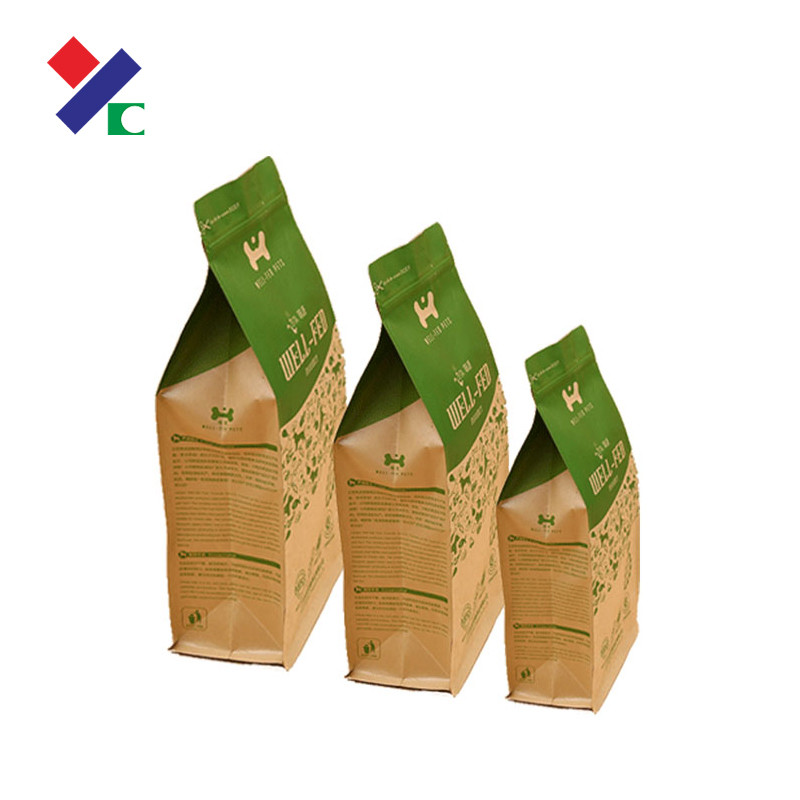 Printed Flat Bottom Kraft Paper Bag 340g Half Gusset Zipper Valve For Coffee Bean