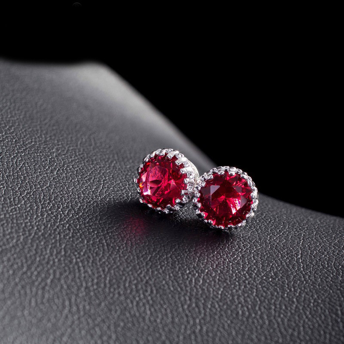 Women Fashion CZ Bling Iced Cubic Zirconia Silver Jewelry Gold Plated CZ Round shape Stud Earrings jewelry set