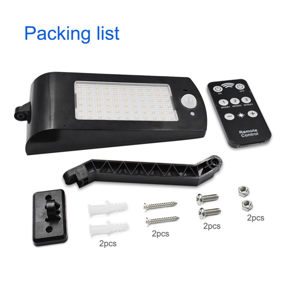 66LED 7W IP65 Solar Powered Parking Lot Lights Wall Mountable