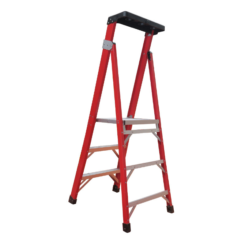 Industrial 5' Fiberglass Step Ladder ANSI GR1A Easy To Open And Close