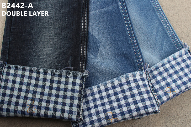 403gsm Lattice Double Layer Dobby Denim Fabric Denim Jacket Material