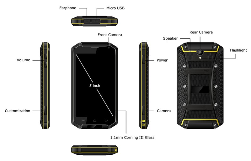 RFA583 BATL BP25 GPS 1+8GB rugged phone,android phone for apps management
