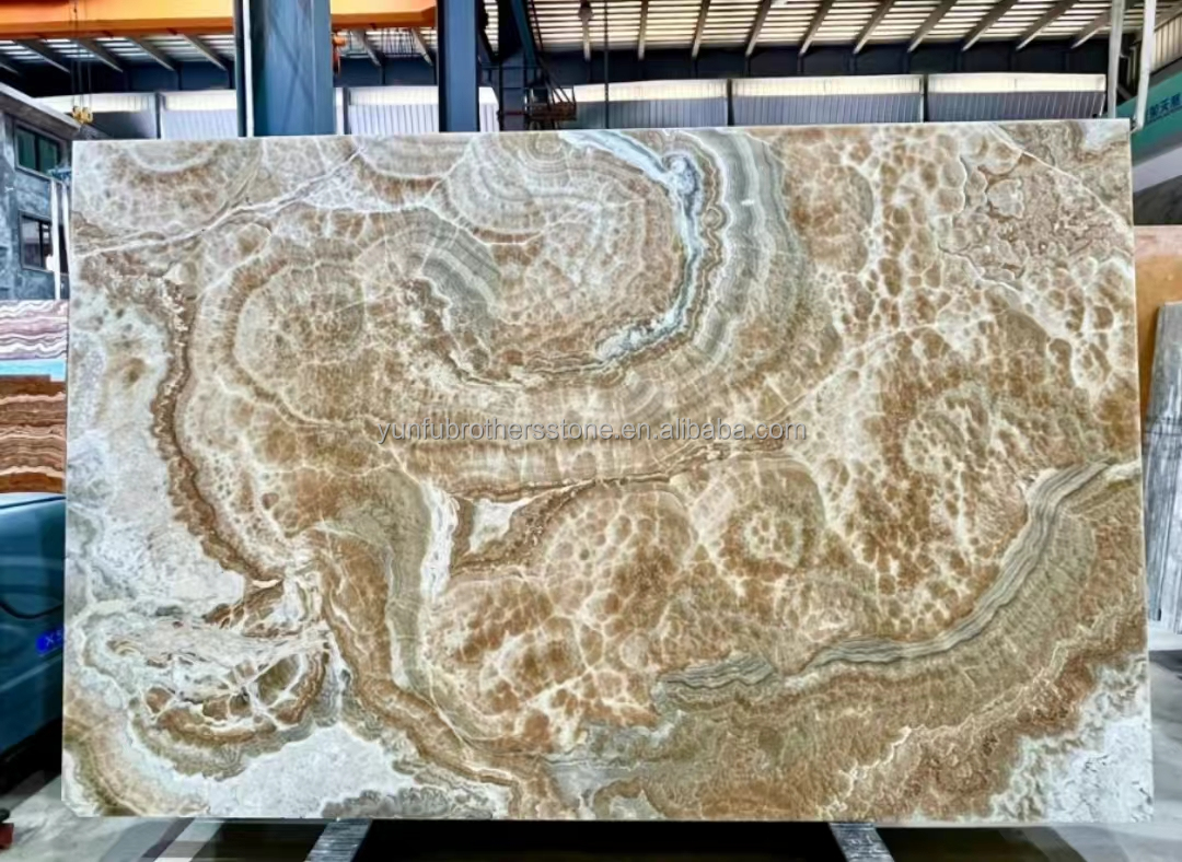 Polished Translucent Onyx Stone Modern Design for Natural Backlit Jade Ink Marble Big Slab