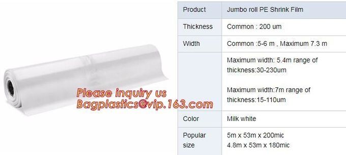 PE Shrink Film White 4m x 50m 210um,Automatic POF Film Heat Shrink Wrap,Food Grade POF shrinkable label Shrink Film pack 3