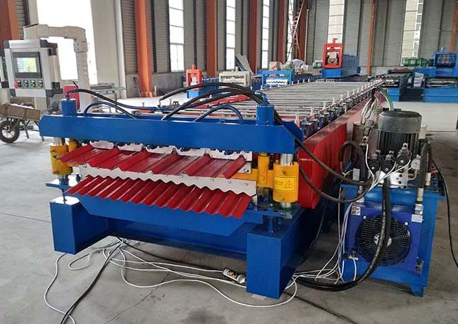 Trapezoidal Steel Profile Roll Forming Machine , Corrugation Roofing Sheet Making Machine