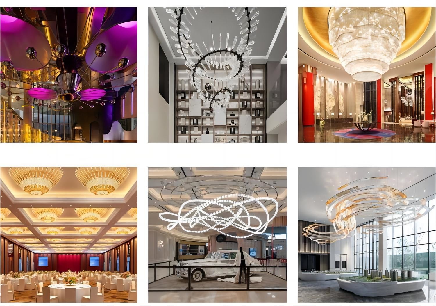 Wave Shaped Hotel Lobby Banquet Exhibition Hall Chandelier Art Custom Engineering Lamp