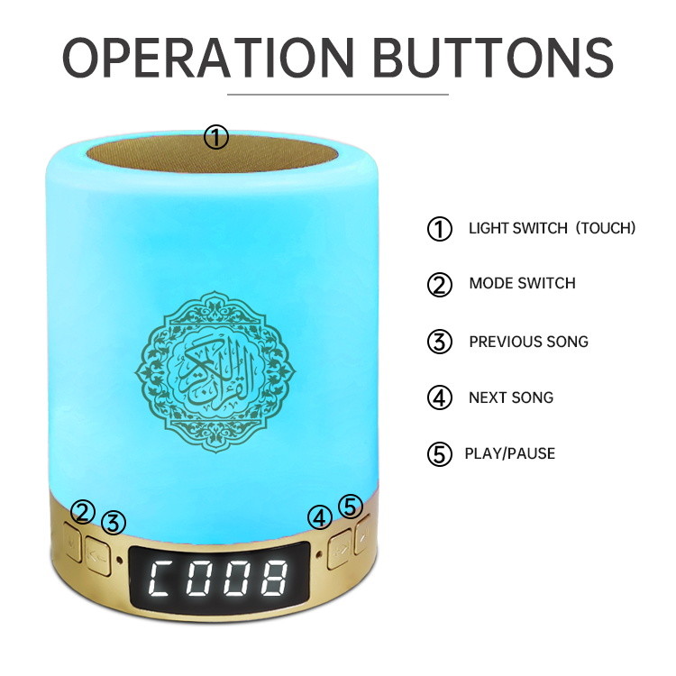 2200mAh Wireless SQ112 Bluetooth Equantu APP Quran Speaker