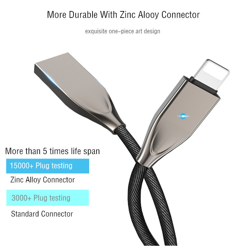 Auto Disconnect Charging Cable Lightning Nylon Braided USB Cable 1.2M