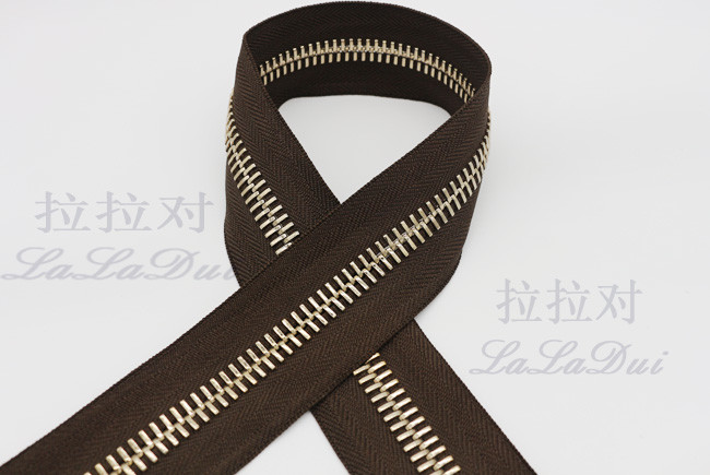 Long Chain 20 Inch Metal Zipper For Boots / Shoes , Euro Type Teeth Heavy Duty Brass Zippers