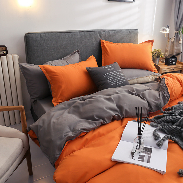 King Size Luxury Bedding in Solid Color Linen and Microfiber Comforter European Style