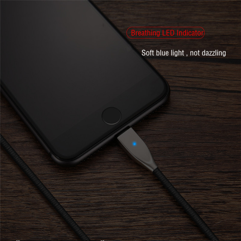 Auto Disconnect Charging Cable Lightning Nylon Braided USB Cable 1.2M