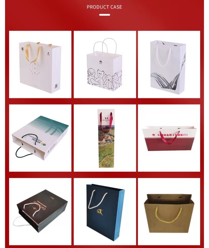 128gsm-350gsm Art Paper Shopping Bag Simple Strokes Printing Brown Paper Grocery Bags