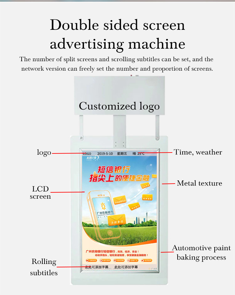 Double Sided Indoor LCD Digital Signage Retail Shop Digital Signage 55 Inch 65 Inch