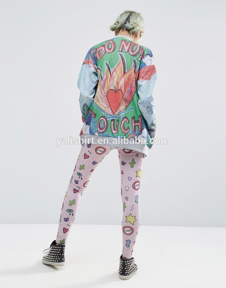 OEM wholesale customize women bomber jacket all print sublimation print