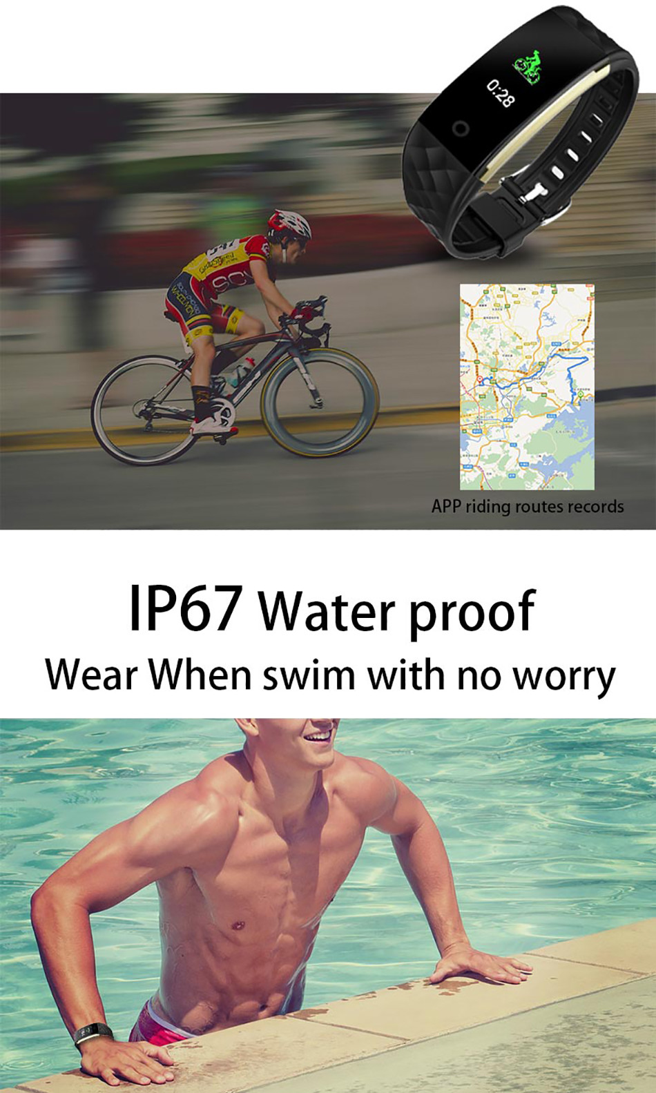 OEM Smart Heart Rate Bracelet Adult BT4.0 BLE Heart Rate Smart Wristband