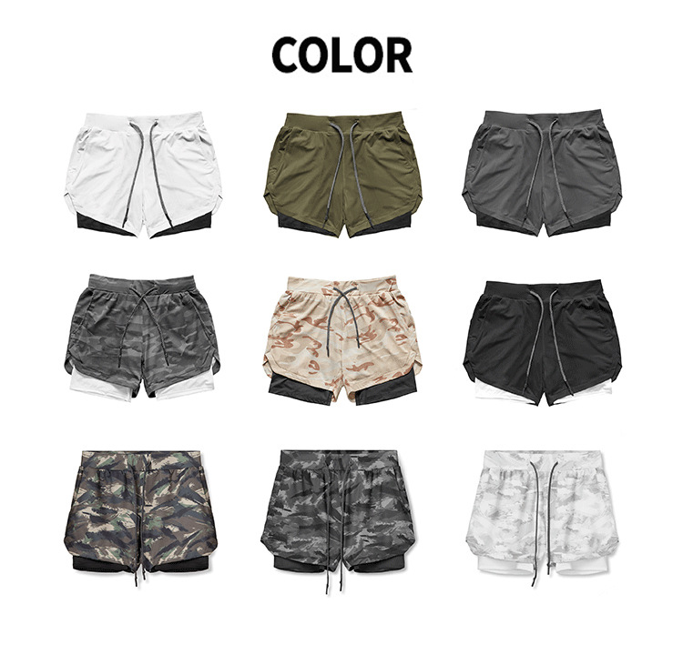 Custom Logo Double Layers Fitness Sportswear Mens Workout Compression Running Gym Shorts