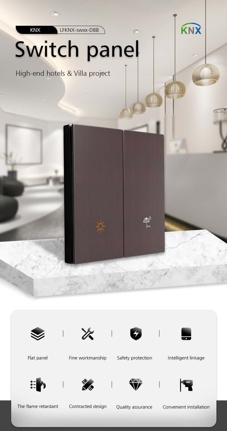 Controlling Lamp KNX Wall Switch , 4 Gang Double Gang Light Switch