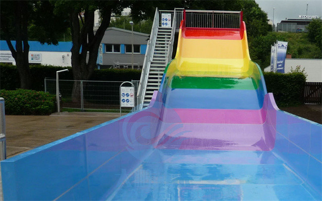 Children Rainbow Color Fiberglass Family Wide Slide For Aqua Park