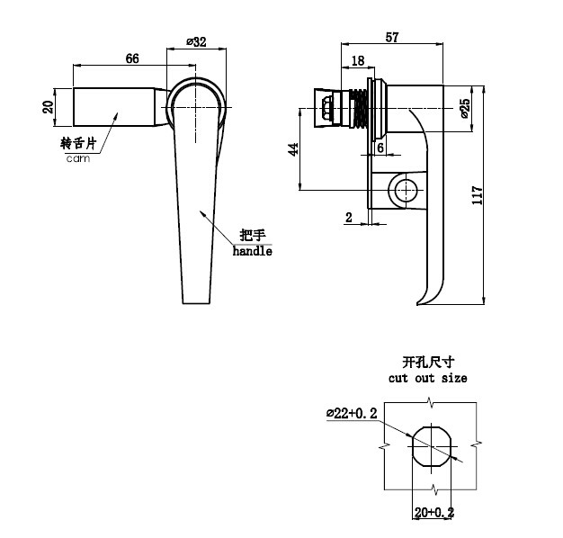 Zinc Alloy Garage Door Handle Lock L Swing Handle Latch With Cam