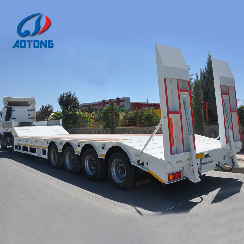 Max Payload 45 100 Tons 3 Axles Low Bed Semi Trailer for Excavator in South Africa