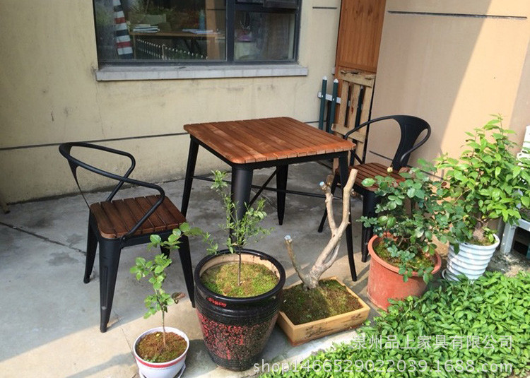 Simple Modern Solid Wooden Outdoor Furniture Balcony Table Chair Set For Leisure Cafe Bar