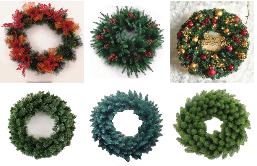 20inch Full PE Christmas Wreath With Artificial Berry Pinecones