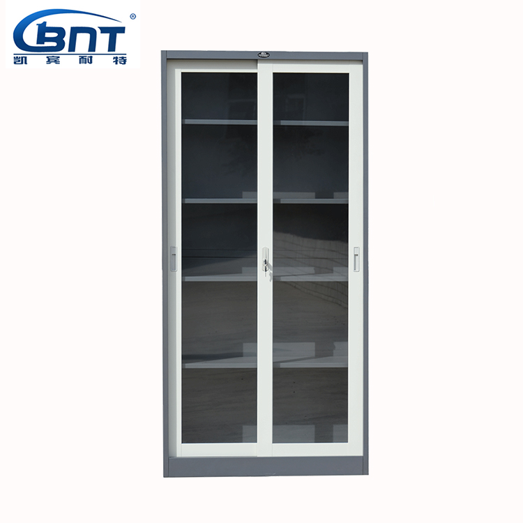 Bedroom Sliding Glass Cabinets Fast Assembly Two Doors Steel Storage Cupboard