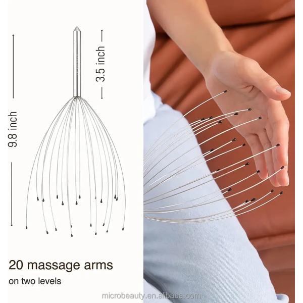 20 Fingers Metal Spider Head Scalp Massager Handheld Hair Scalp Head Massager