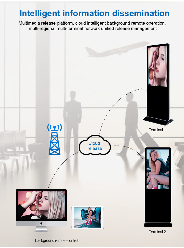65" Floor Standing LCD Advertising Player Touch Screen Indoor LCD Digital Signage