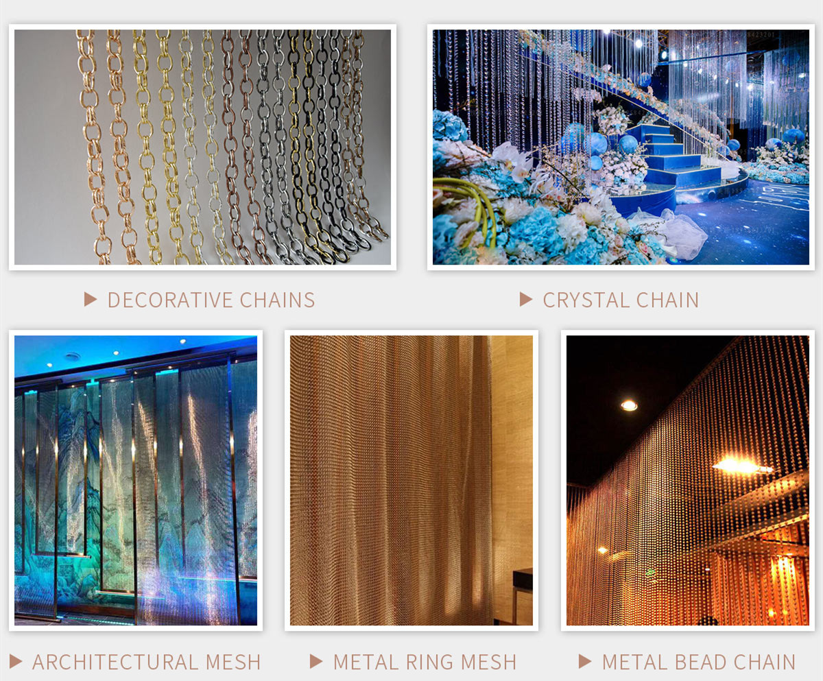 Chain Mail Weave Round Rings Metal Mesh Curtain Interior Design For Light Partitioning