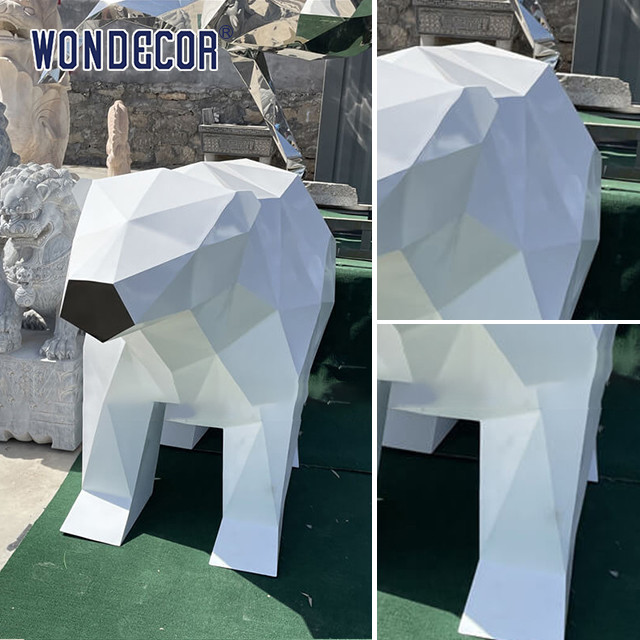 Outdoor Forged Sculpture Stainless Steel Geometry Polar Bear