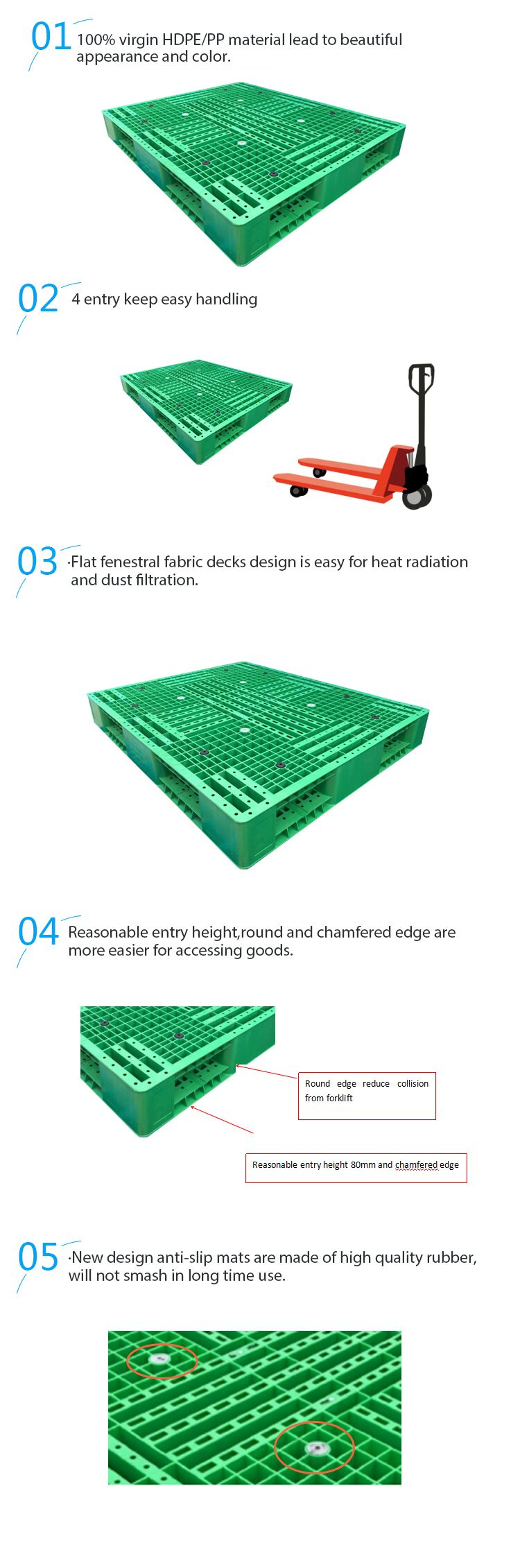 Good quality plastic euro pallet 1200 x 800 for Packaging hydraulic pallet