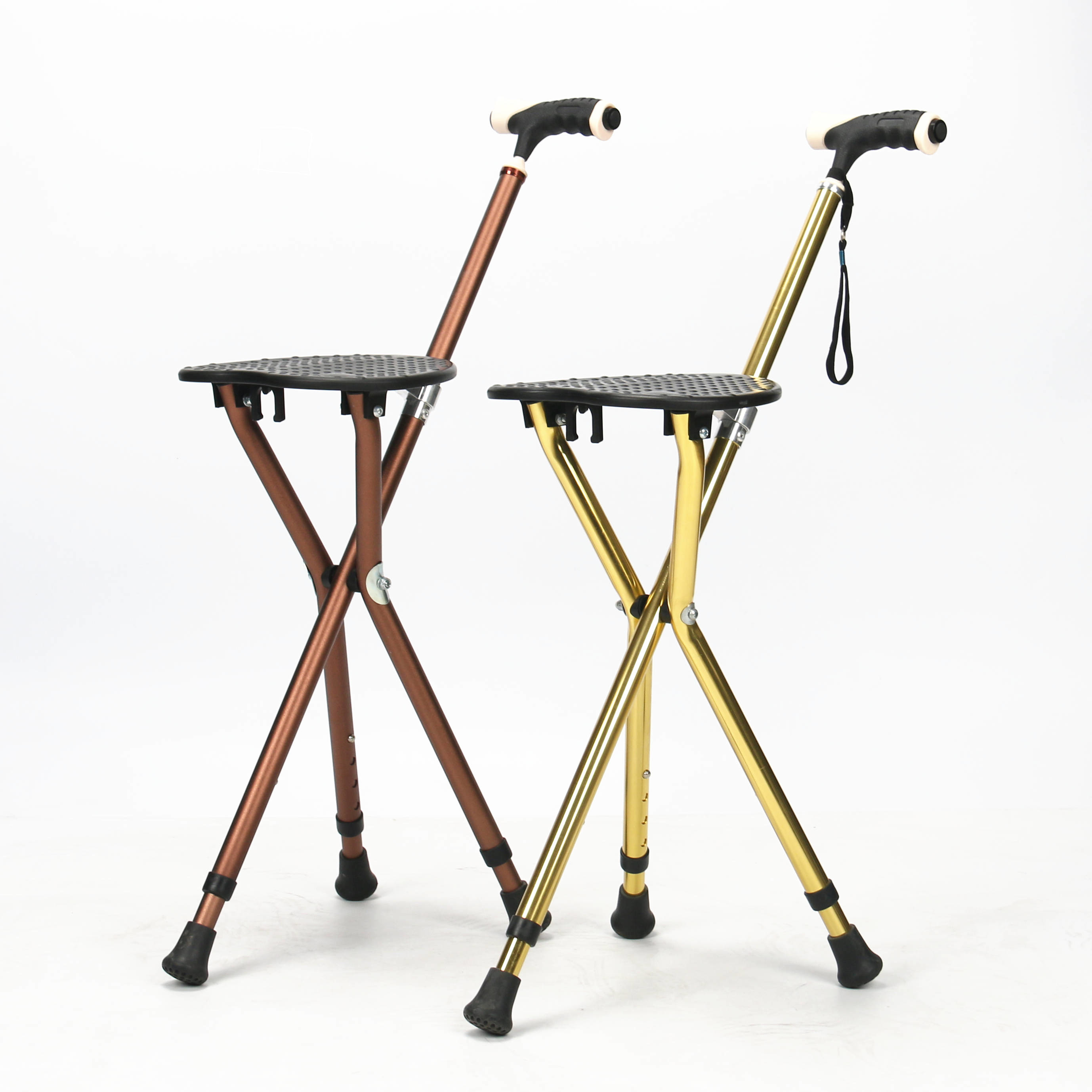 88cm Walking Aid Walker Flashlight Handle Four Feet Aluminum Frame Steel Stand Crutches