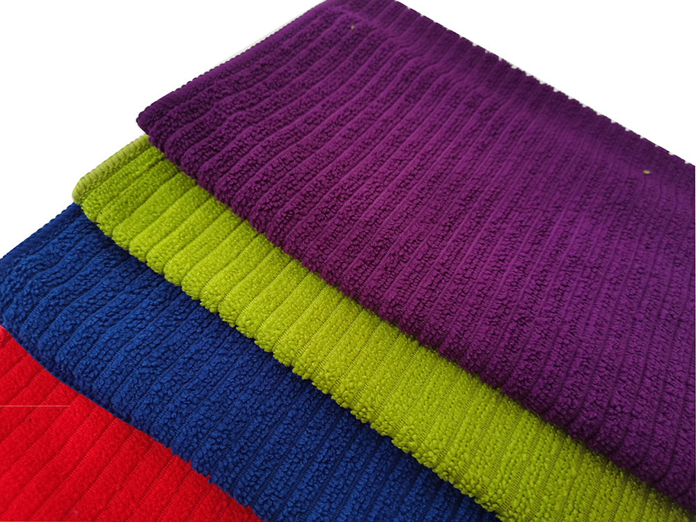 Green All Purpose Microfiber Dish Towel Stripe Terry Cleaning Cloth
