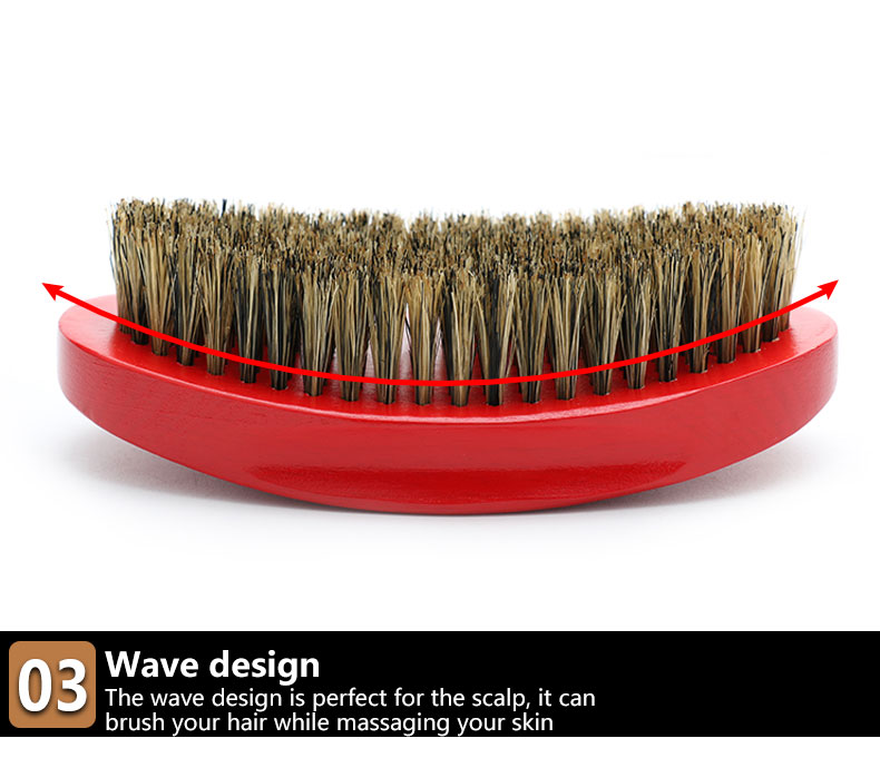 Custom Logo Wood Handle 360 Wave Brush for Soft Medium Bristles Curly Hair
