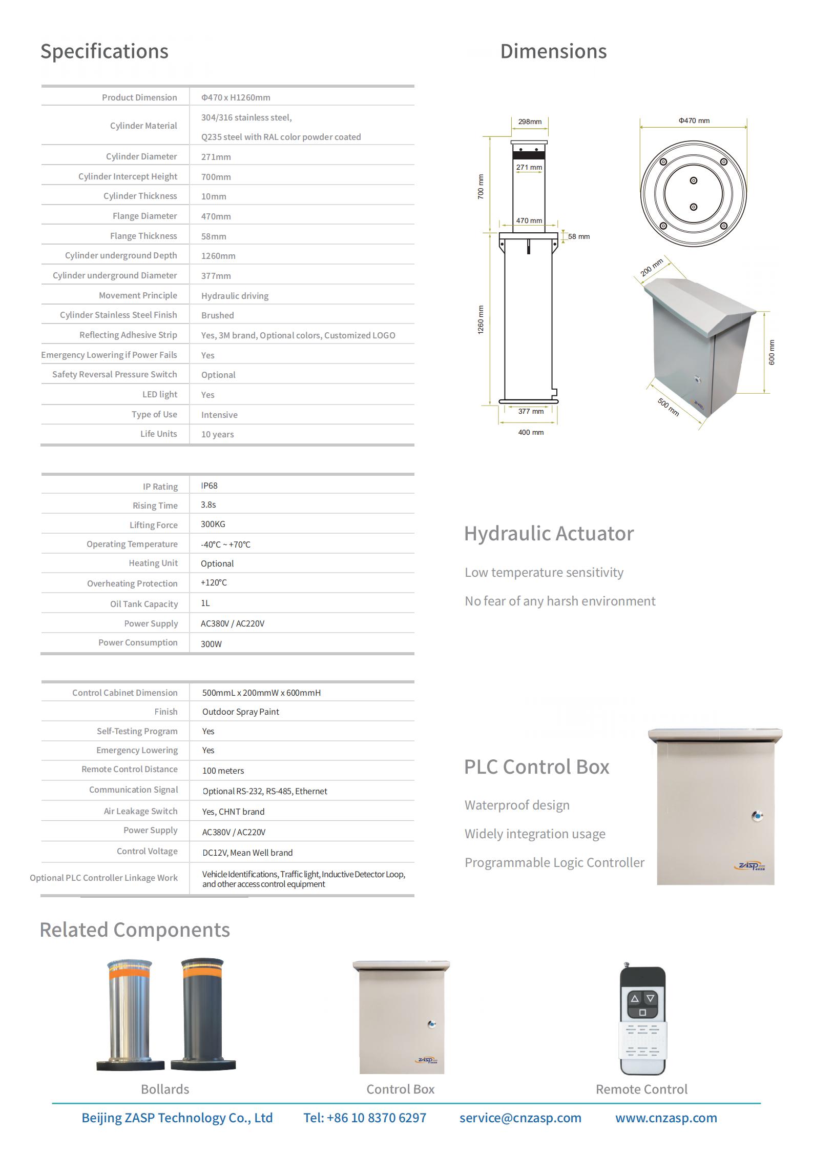 Hydraulic Automatic Retractable Bollards Electric Drive Bollards With Reflective Strip