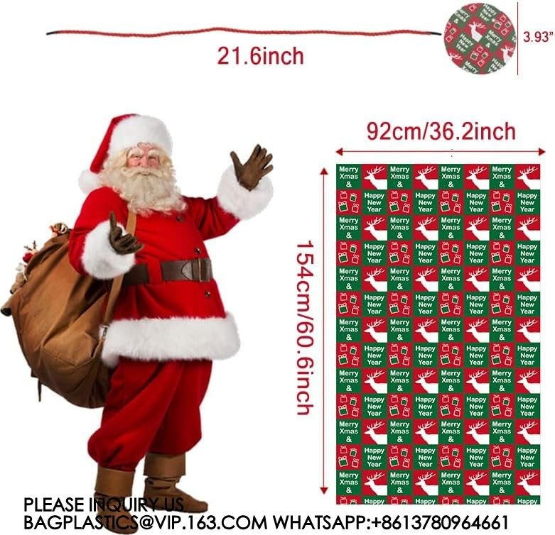 Sets Large Christmas Gift Plastic Bag 36"X60" Jumbo Gift Wrapping For Xmas Presents Oversized Party Favor