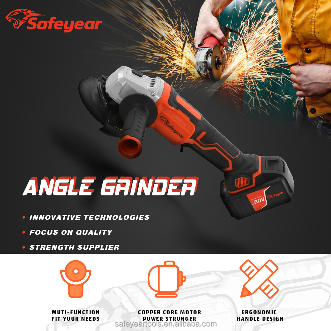 4000MAH 20V Four And A Half Inch Grinder Cordless Angle Electric Grinder Tool 14mm