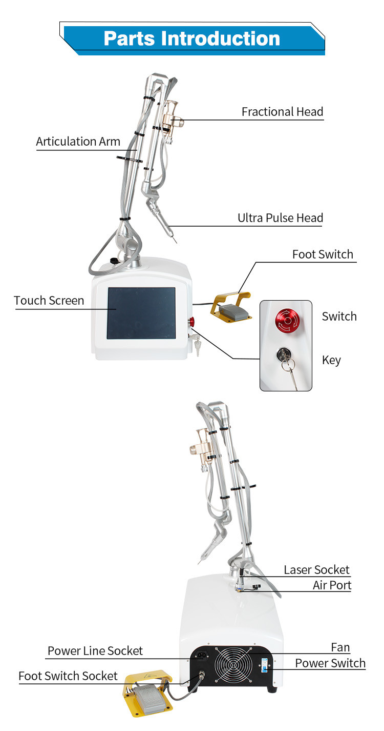 Portable 10600nm Co2 Fractional Laser Machine Pigment Removal Vaginal Tightening