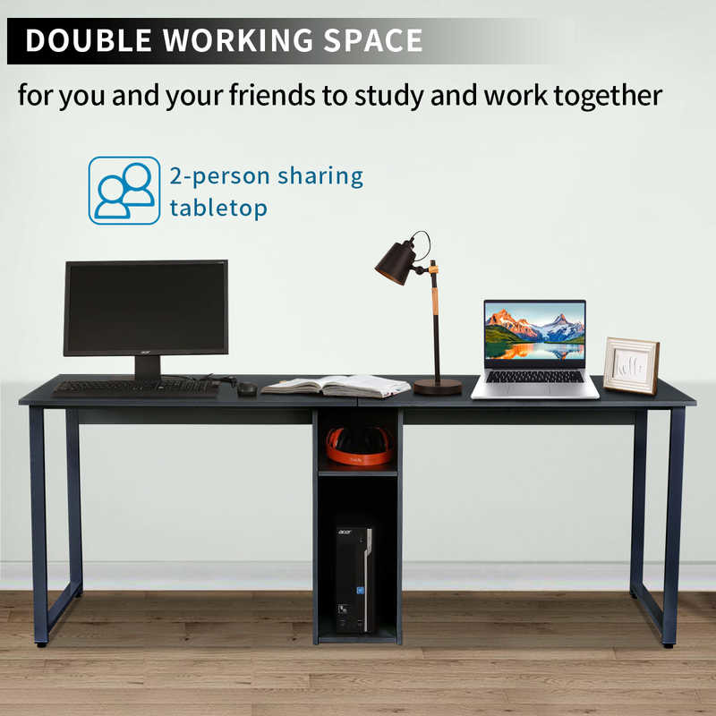 Black 300LBS Capacity 2 Person Computer Desk / Two Person Office Desk