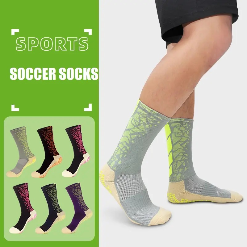 Spring Thick Padded Football Custom Anti-slip Crew Football Socks Grip Weaving Method