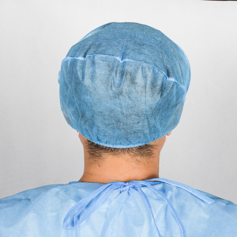 Hospital Medical Surgical Cap / Disposable Non Woven Blue Surgical Doctor Cap