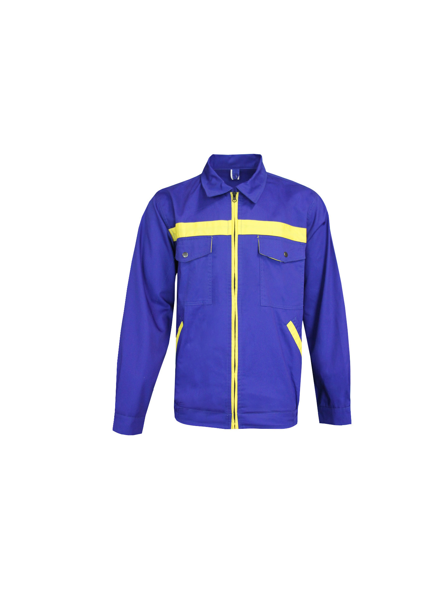 240 GSM Blue Contrast Yellow Workwear Jacket 65% Polyester 35% Cotton Twill 3/1