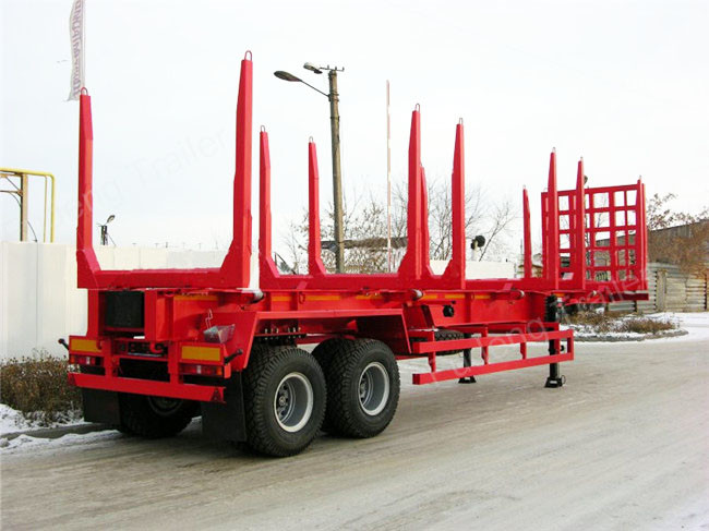 Timber Transport Logging Semi Trailer , 2 / 3 Axles Flatbed Trailer